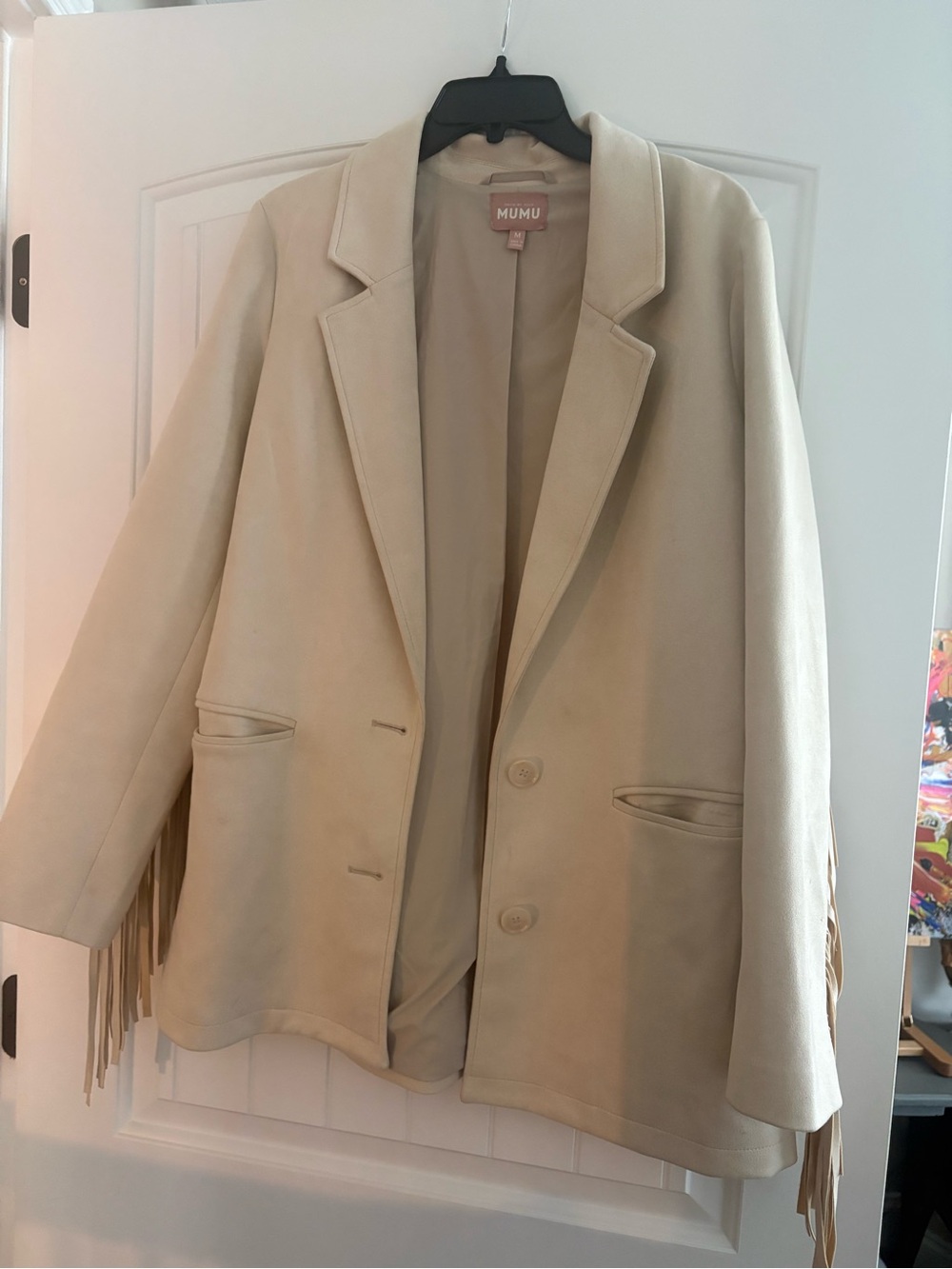 Show Me Your MuMu Cream Fringe Blazer